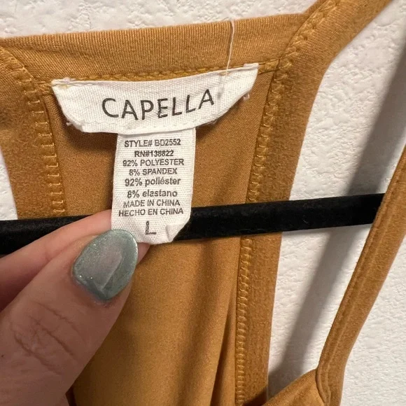 Camel Color - Racerback Maxi Dress | Minimal Slip Dress | Size L | Capella - Picture 2 of 3